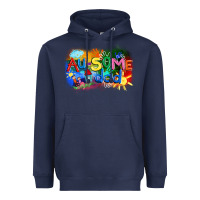 Navy Au-some dad Autism Heavyweight Hoodie - FaDigitalArtStudio