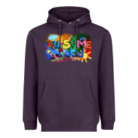 Plum Au-some dad Autism Heavyweight Hoodie - FaDigitalArtStudio