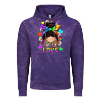 Cloud Purple LGBTQ+ Messy Bun Mum Love With Hearts Vintage Hoodie - BundleAndBundleShop