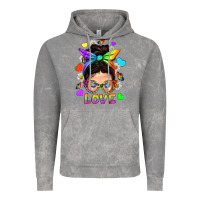 Lgbtq+ Messy Bun Mum Love With Hearts Vintage Hoodie | Teevron