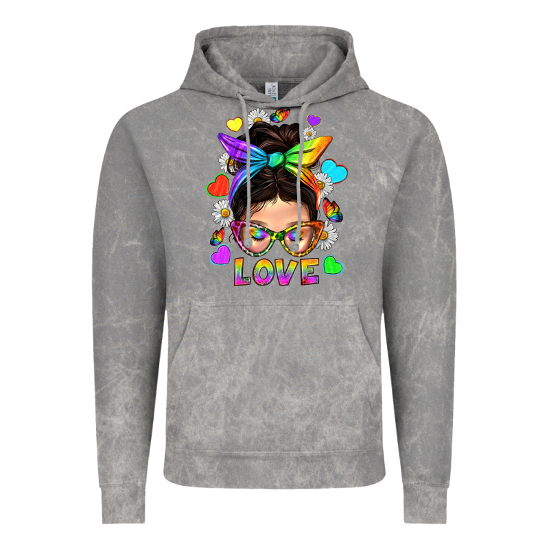 Lgbtq+ Messy Bun Mum Love With Hearts Vintage Hoodie by BundleAndBundleShop | Teevron