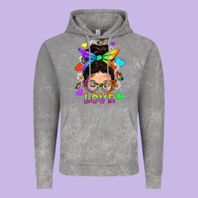 Lgbtq+ Messy Bun Mum Love With Hearts Vintage Hoodie Designed By Bundleandbundleshop