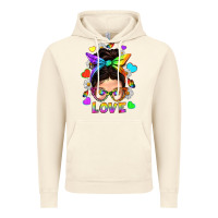 Vintage Artic LGBTQ+ Messy Bun Mum Love With Hearts Vintage Hoodie - BundleAndBundleShop