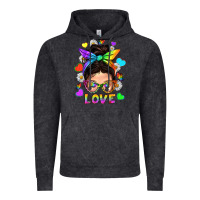 Vintage Black LGBTQ+ Messy Bun Mum Love With Hearts Vintage Hoodie - BundleAndBundleShop