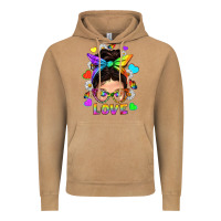 Vintage Camel LGBTQ+ Messy Bun Mum Love With Hearts Vintage Hoodie - BundleAndBundleShop