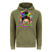 Vintage Olive LGBTQ+ Messy Bun Mum Love With Hearts Vintage Hoodie - BundleAndBundleShop