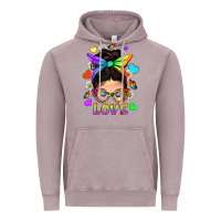 Vintage Zinc LGBTQ+ Messy Bun Mum Love With Hearts Vintage Hoodie - BundleAndBundleShop
