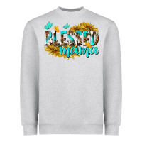 Heather Grey Blessed Mama Heavyweight Sweatshirt - texasbilliewilder