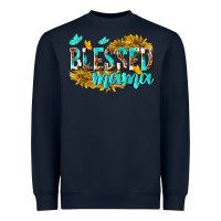 Navy Blessed Mama Heavyweight Sweatshirt - texasbilliewilder