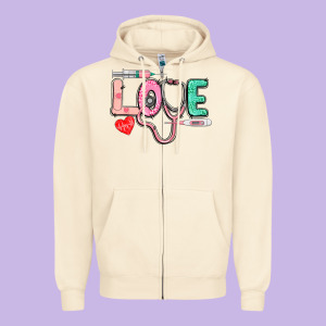 Love Nursing Zipper Hoodie Designed By Cowgirlartshop