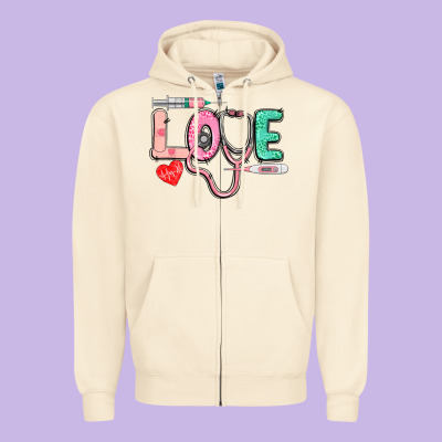 Love Nursing Zipper Hoodie Designed By Cowgirlartshop