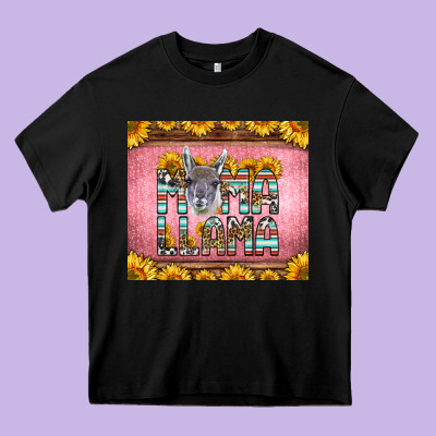 Mama Llama Sunflowers Heavy Core Tee Designed By Lillyallendesigns