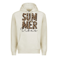 Oatmeal Heather summer vibes leopard Premium Hoodie - CowCowDesign