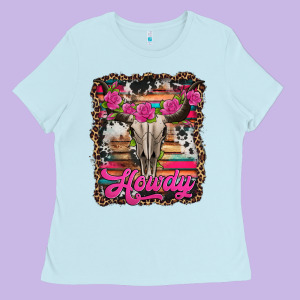 Howdy Valentine's Day Bull Skull Ladies Tee Designed By Jasminsmagicworld