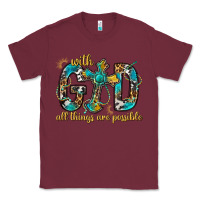 Burgundy With God All Things Are Possible With Cross Classic Tee - BundleAndBundleShop