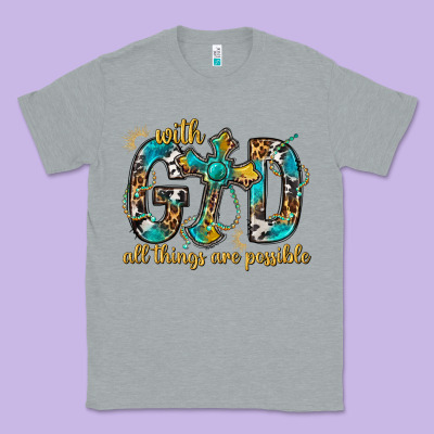 With God All Things Are Possible With Cross Classic Tee Designed By Bundleandbundleshop