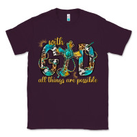 Plum With God All Things Are Possible With Cross Classic Tee - BundleAndBundleShop