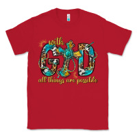 Red With God All Things Are Possible With Cross Classic Tee - BundleAndBundleShop