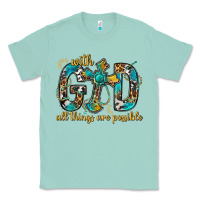 Seafoam With God All Things Are Possible With Cross Classic Tee - BundleAndBundleShop