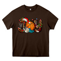 Chocolate Brown joy with basketball and santa's hat Heavy Core Tee - AdoDesignShop