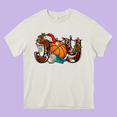 Joy With Basketball And Santa's Hat Heavy Core Tee Designed By Adodesignshop