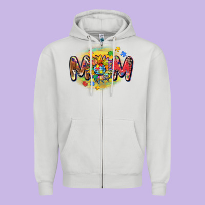 Autism Mom Zipper Hoodie Designed By Cowgirlartshop