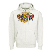 Oatmeal Heather autism mom Zipper Hoodie - CowGirlArtShop