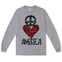 Heather Grey Peace Love America Long Sleeve Tee - Bettercallsaul