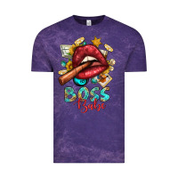 Cloud Purple Western Boss Babe Cigar Lip Vintage Tee - BundleAndBundleShop