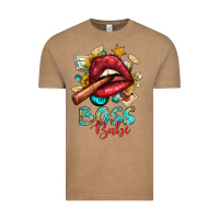 Vintage Coffee Western Boss Babe Cigar Lip Vintage Tee - BundleAndBundleShop