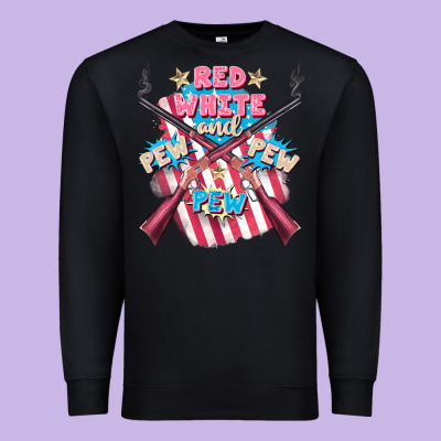 Red White And Pew Pew Pew Premium Sweatshirt Designed By Fadigitalartstudio