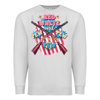 Dove Grey Red white and pew pew pew Premium Sweatshirt - FaDigitalArtStudio