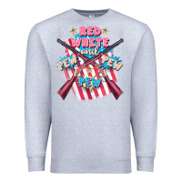 Heather Grey Red white and pew pew pew Premium Sweatshirt - FaDigitalArtStudio