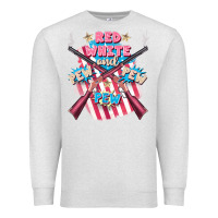 Oatmeal Heather Red white and pew pew pew Premium Sweatshirt - FaDigitalArtStudio