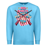 Ocean Blue Red white and pew pew pew Premium Sweatshirt - FaDigitalArtStudio