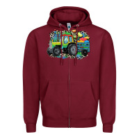 Burgundy Autism farm tractor Zipper Hoodie - CowGirlArtShop