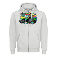 Dove Grey Autism farm tractor Zipper Hoodie - CowGirlArtShop