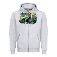 Heather Grey Autism farm tractor Zipper Hoodie - CowGirlArtShop