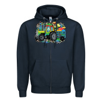 Navy Autism farm tractor Zipper Hoodie - CowGirlArtShop