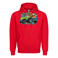 Red Autism farm tractor Zipper Hoodie - CowGirlArtShop