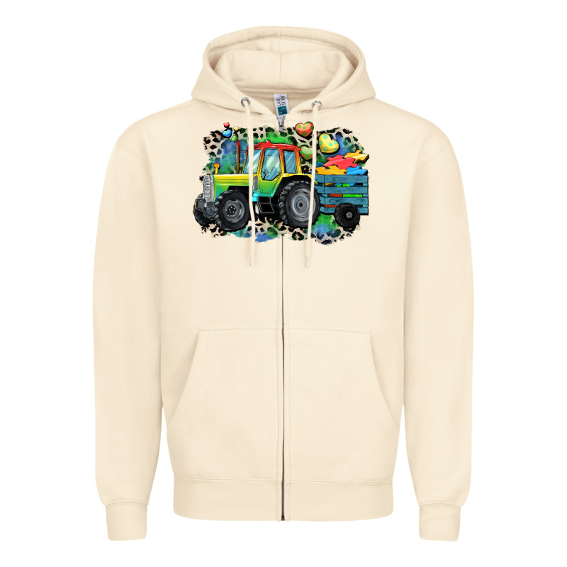 Autism Farm Tractor Zipper Hoodie by CowGirlArtShop | Teevron