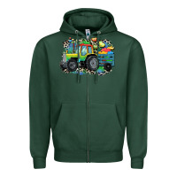 Sports Green Autism farm tractor Zipper Hoodie - CowGirlArtShop