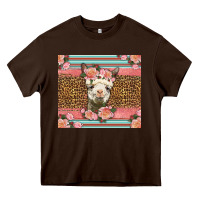 Chocolate Brown llama and roses glitter Heavy Core Tee - LillyAllenDesigns