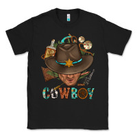 Black Western Cowboy Portrait With Cactus Classic Tee - BundleAndBundleShop