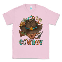 Bubblegum Pink Western Cowboy Portrait With Cactus Classic Tee - BundleAndBundleShop