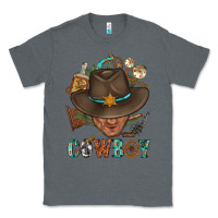 Charcoal Heather Western Cowboy Portrait With Cactus Classic Tee - BundleAndBundleShop