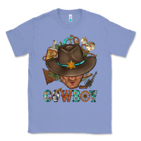 Colony Blue Western Cowboy Portrait With Cactus Classic Tee - BundleAndBundleShop