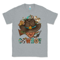 Heather Grey Western Cowboy Portrait With Cactus Classic Tee - BundleAndBundleShop