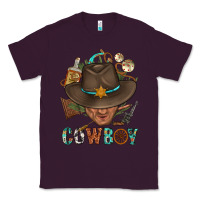 Plum Western Cowboy Portrait With Cactus Classic Tee - BundleAndBundleShop