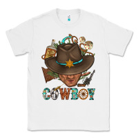 White Western Cowboy Portrait With Cactus Classic Tee - BundleAndBundleShop